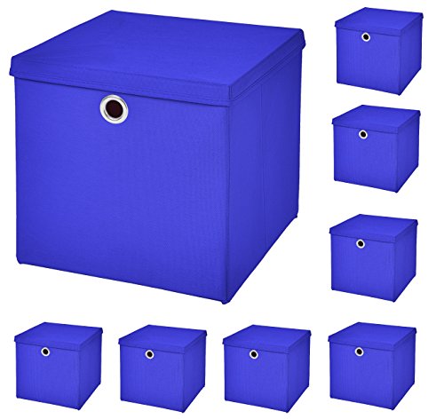 StickandShine 8er Set Blau Faltbox 28 x 28 x 28 cm Aufbewahrungsbox faltbar mit Deckel von StickandShine