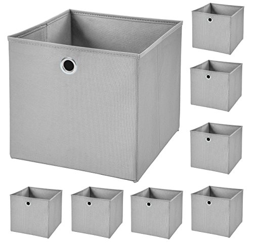 StickandShine 8er Set Hellgrau Faltbox 28 x 28 x 28 cm Aufbewahrungsbox faltbar von StickandShine