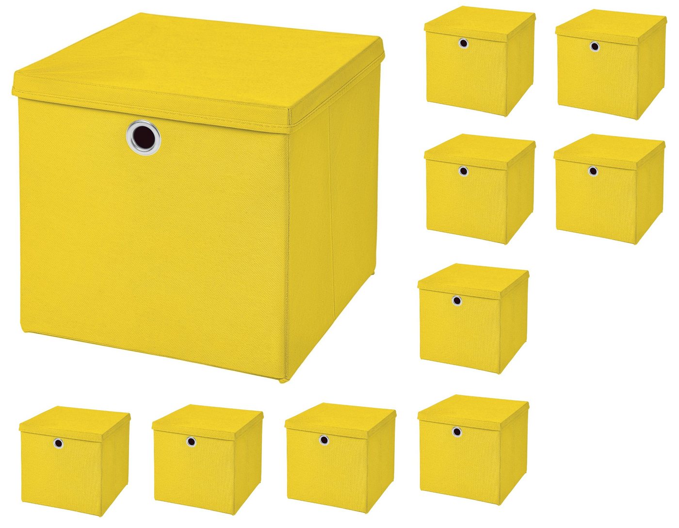 StickandShine Aufbewahrungsbox 10 Stück 32 x 32 x 32 cm Faltbox mit Deckel Stoffbox von StickandShine