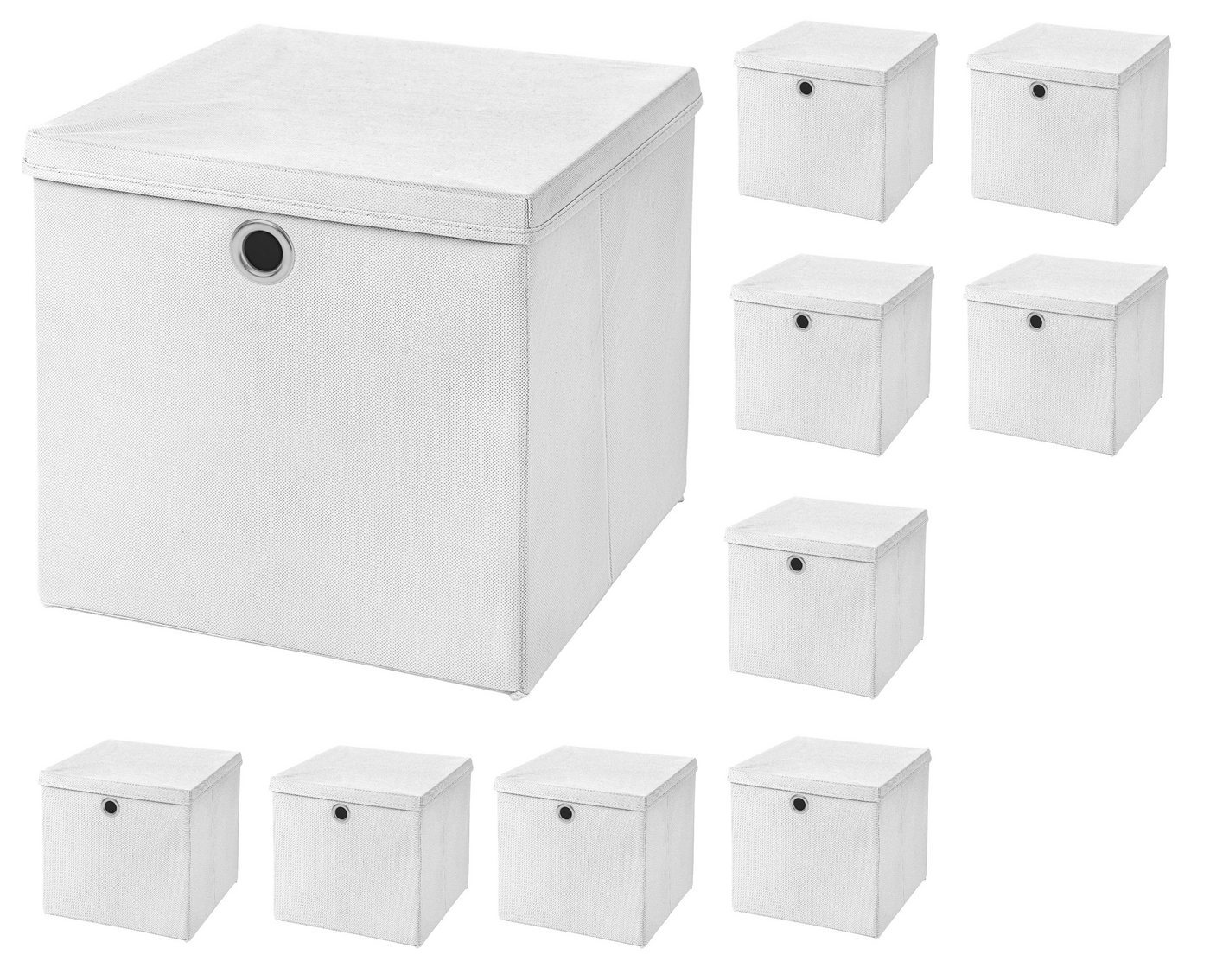 Aufbewahrungsbox 10 Stück 33 x 33 x 33 cm Faltbox mit Deckel Stoffbox Aufbewahrungsbox (10er SET 33x33x33) in verschiedenen Farben 33cm von StickandShine