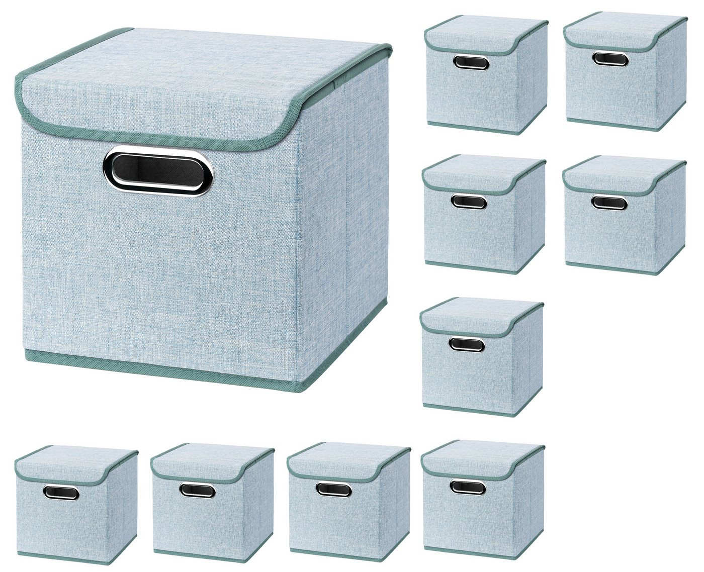 StickandShine Aufbewahrungsbox 10 Stück Faltboxen 25 x 25 x 25 cm Stoffboxen faltbar mit Deckel in verschiedenen Farben (10er SET 25x25x25) 25cm von StickandShine