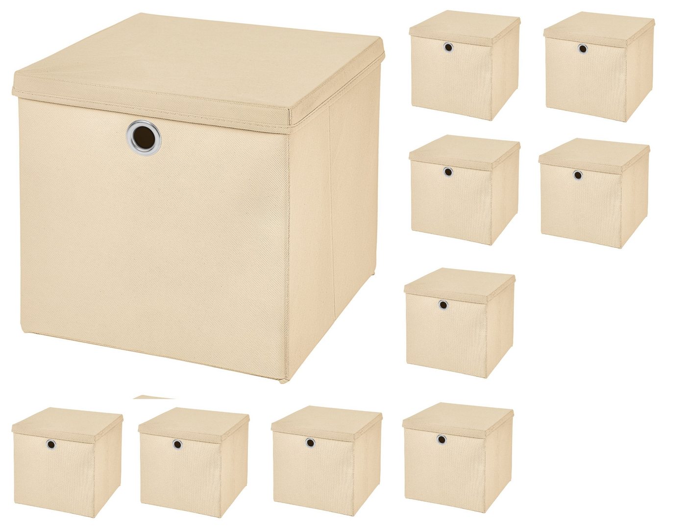 StickandShine Aufbewahrungsbox 10 Stück Faltboxen 28 x 28 x 28 cm faltbar mit Deckel Aufbewahrungsbox von StickandShine