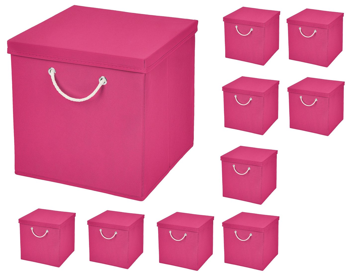 StickandShine Faltbox 10 Stück 30 x 30 x 30 cm Aufbewahrungsbox Stoffboxen in verschiedenen Farben (10er SET 30x30x30) Faltbox moderne Faltkiste Maritim mit Kordel 30cm von StickandShine