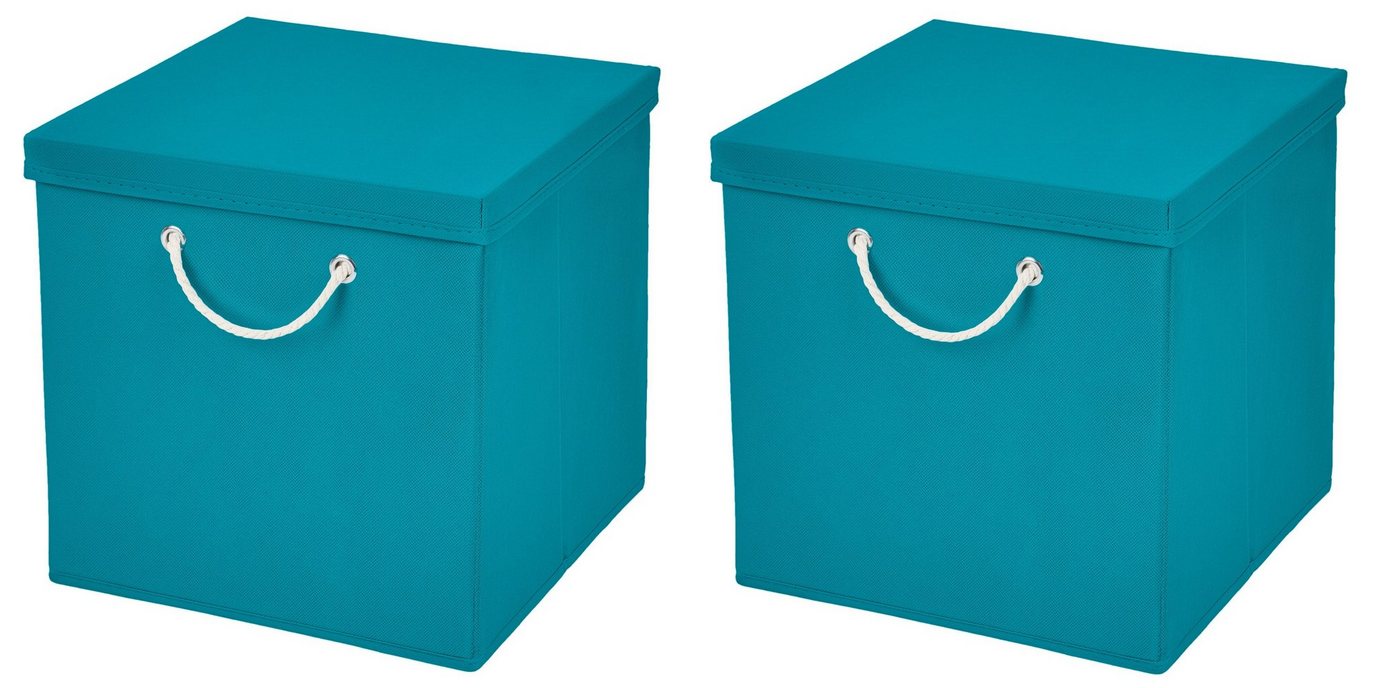 StickandShine Faltbox 2 Stück 30 x 30 x 30 cm Aufbewahrungsbox Stoffboxen in verschiedenen Farben (2er SET 30x30x30) Faltbox moderne Faltkiste Maritim mit Kordel 30cm von StickandShine