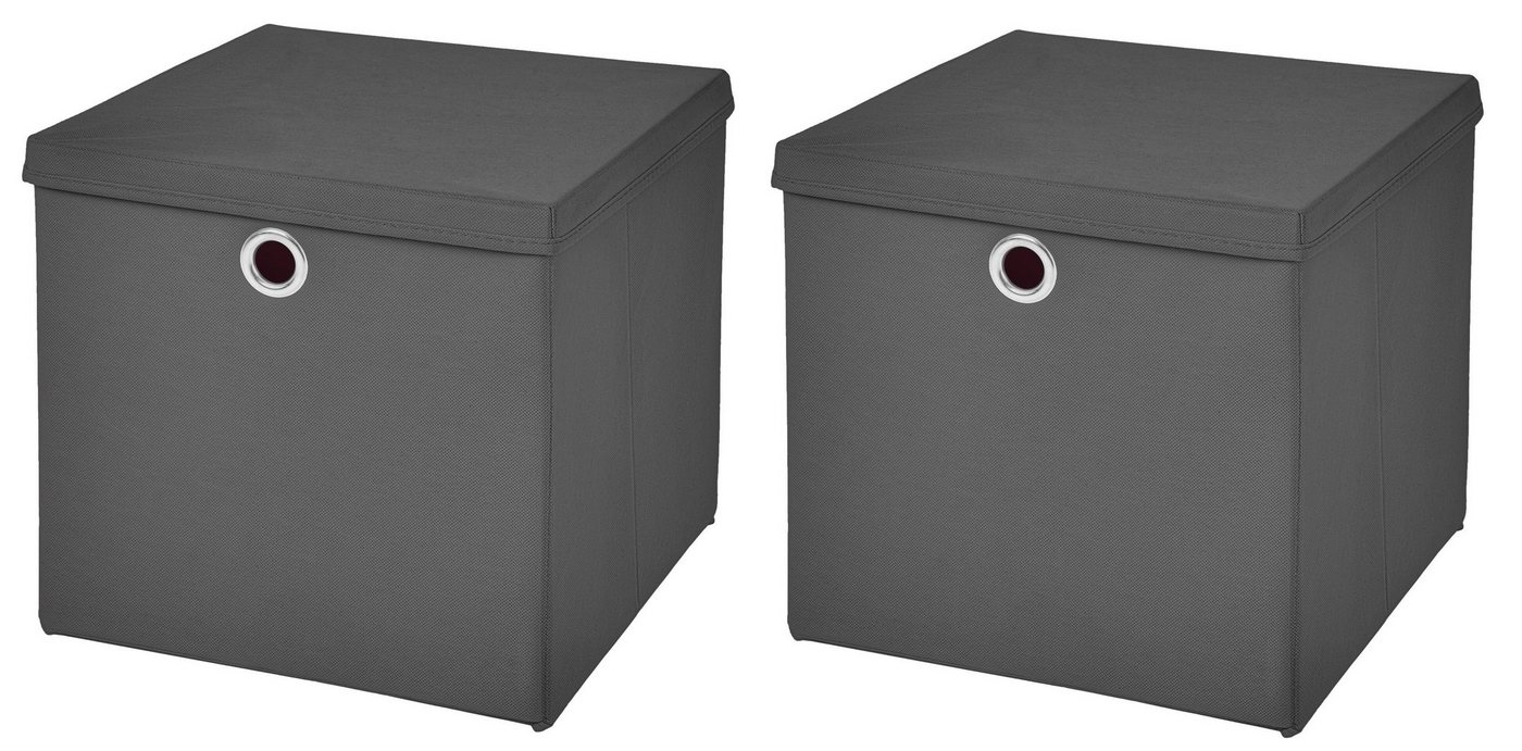StickandShine Faltbox 2 Stück 33 x 33 x 33 cm Faltbox mit Deckel Stoffbox Aufbewahrungsbox (2er SET 33x33x33) in verschiedenen Farben 33cm von StickandShine