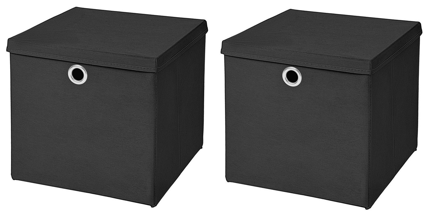 Faltbox 2 Stück 33 x 33 x 33 cm Faltbox mit Deckel Stoffbox Aufbewahrungsbox (2er SET 33x33x33) in verschiedenen Farben 33cm von StickandShine