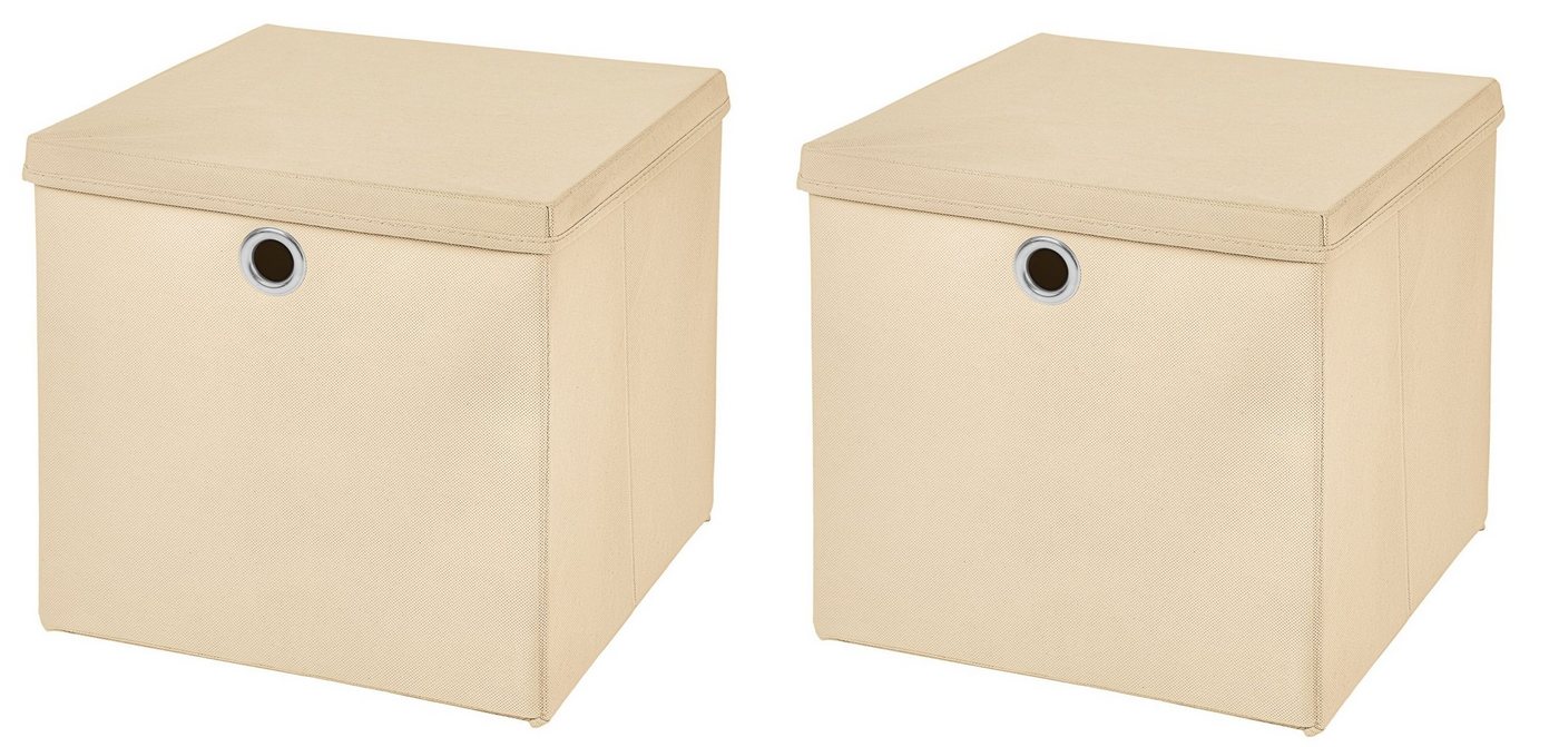 StickandShine Faltbox 2 Stück Faltboxen 28 x 28 x 28 cm faltbar mit Deckel Aufbewahrungsbox von StickandShine