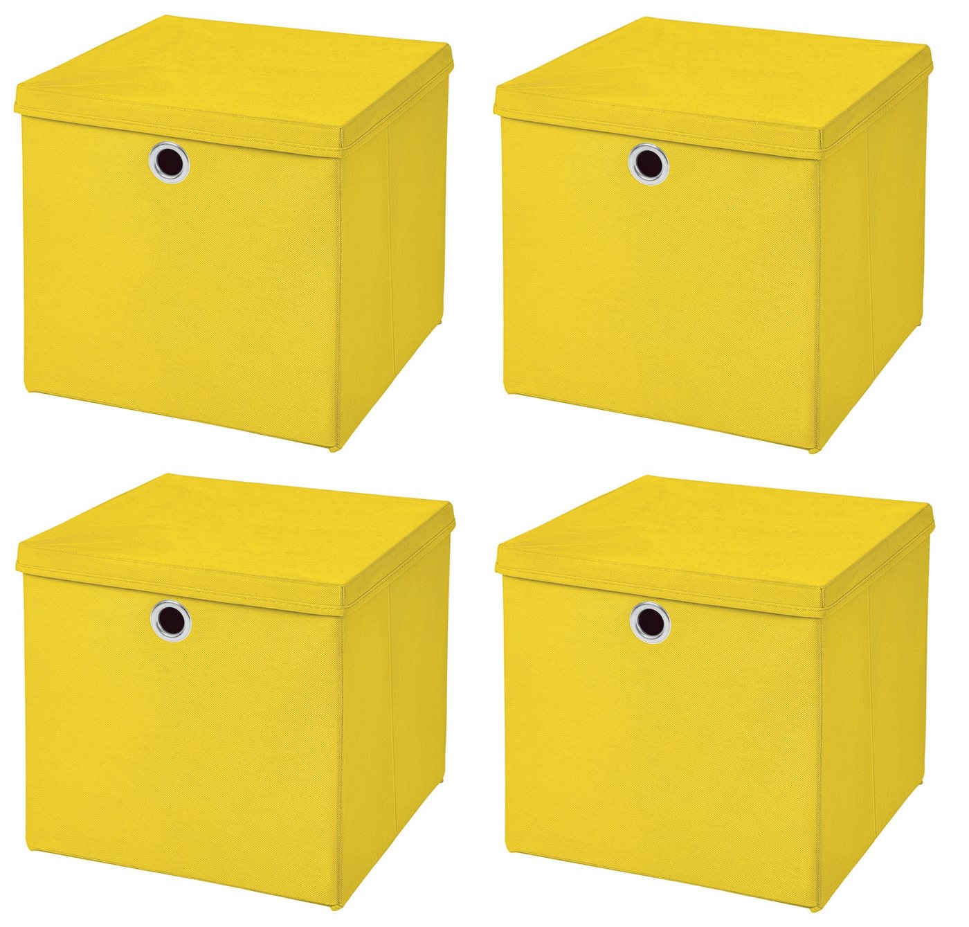 StickandShine Faltbox 4 Stück 32 x 32 x 32 cm Faltbox mit Deckel Stoffbox Aufbewahrungsbox von StickandShine