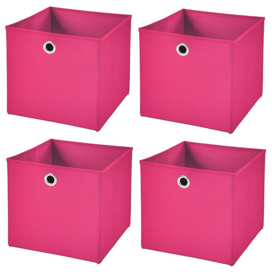 StickandShine Faltbox 4 Stück 33 x 33 x 33 cm Faltbox ohne Deckel Stoffbox Aufbewahrungsbox von StickandShine