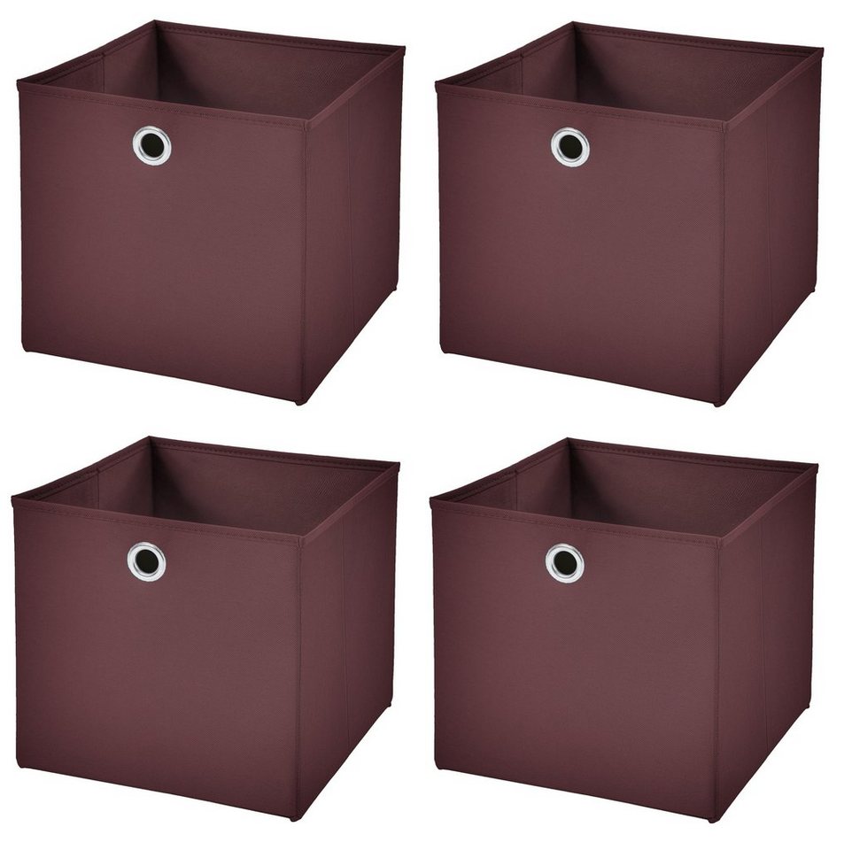 StickandShine Faltbox 4 Stück 33 x 33 x 33 cm Faltbox ohne Deckel Stoffbox Aufbewahrungsbox von StickandShine
