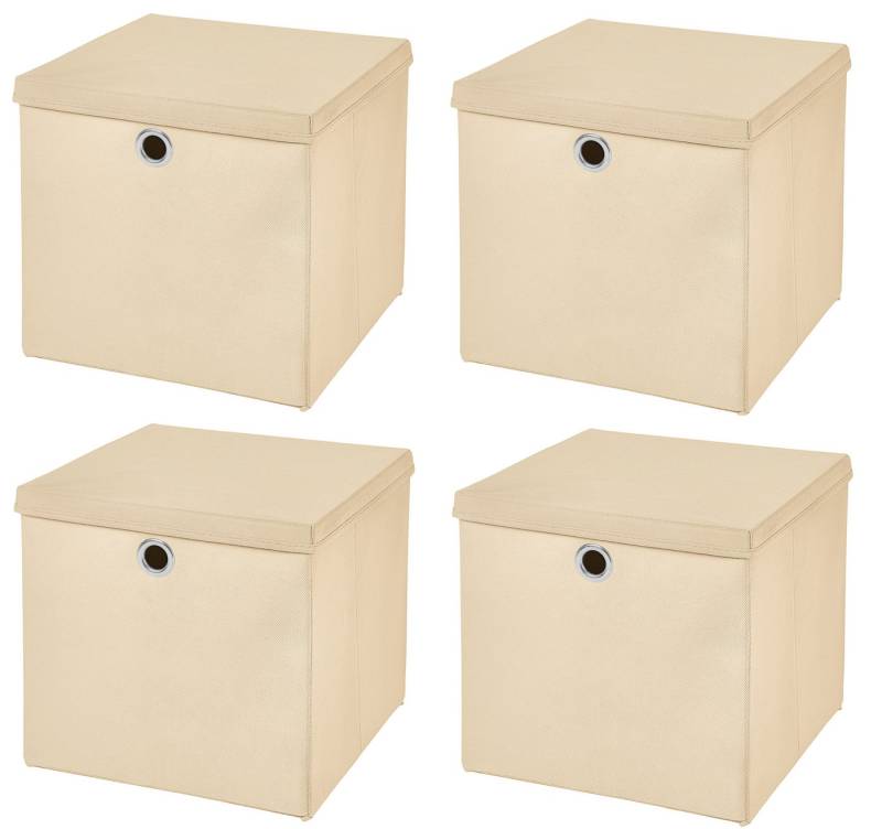 StickandShine Faltbox 4 Stück Faltboxen 28 x 28 x 28 cm faltbar mit Deckel Aufbewahrungsbox von StickandShine