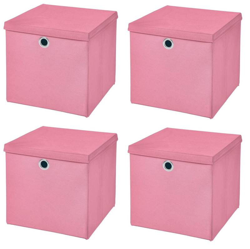 StickandShine Faltbox 4 Stück Faltboxen 28 x 28 x 28 cm faltbar mit Deckel Aufbewahrungsbox von StickandShine