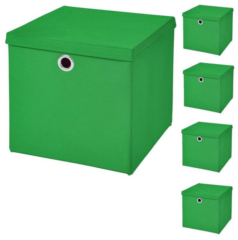 StickandShine Faltbox 5 Stück Faltboxen 28 x 28 x 28 cm faltbar mit Deckel Aufbewahrungsbox in verschiedenen Farben (5er SET 28x28x28) 28cm von StickandShine