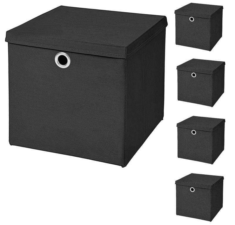 StickandShine Faltbox 5 Stück Faltboxen 28 x 28 x 28 cm faltbar mit Deckel Aufbewahrungsbox von StickandShine