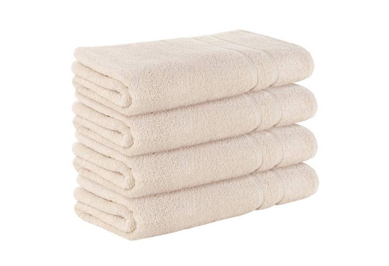 StickandShine Saunatuch 4er Set Premium Frottee Saunatücher 80x200 cm CREME Frottee von StickandShine