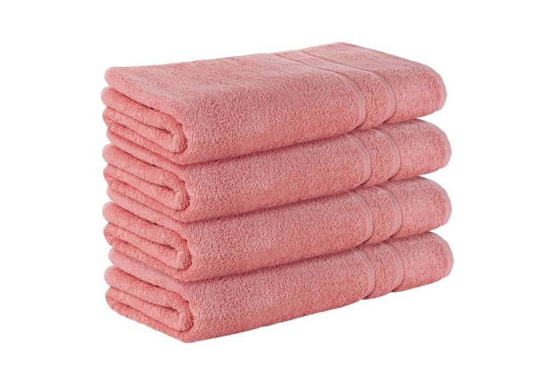 StickandShine Saunatuch 4er Set Premium Frottee Saunatücher 80x200 cm LACHS Frottee von StickandShine