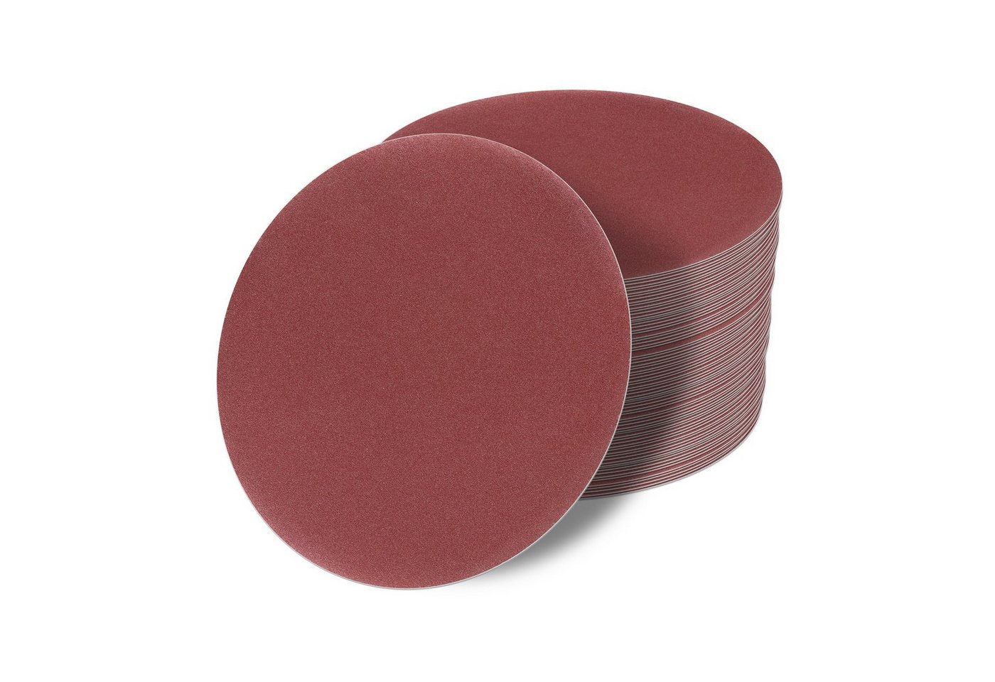 StickandShine Schleifscheibe 50 Stück / 125 mm Schleifscheiben OHNE Loch in Rot von Fein bis Grob zur Wahl Klett Scheiben Schleifpapier 50er SET von StickandShine