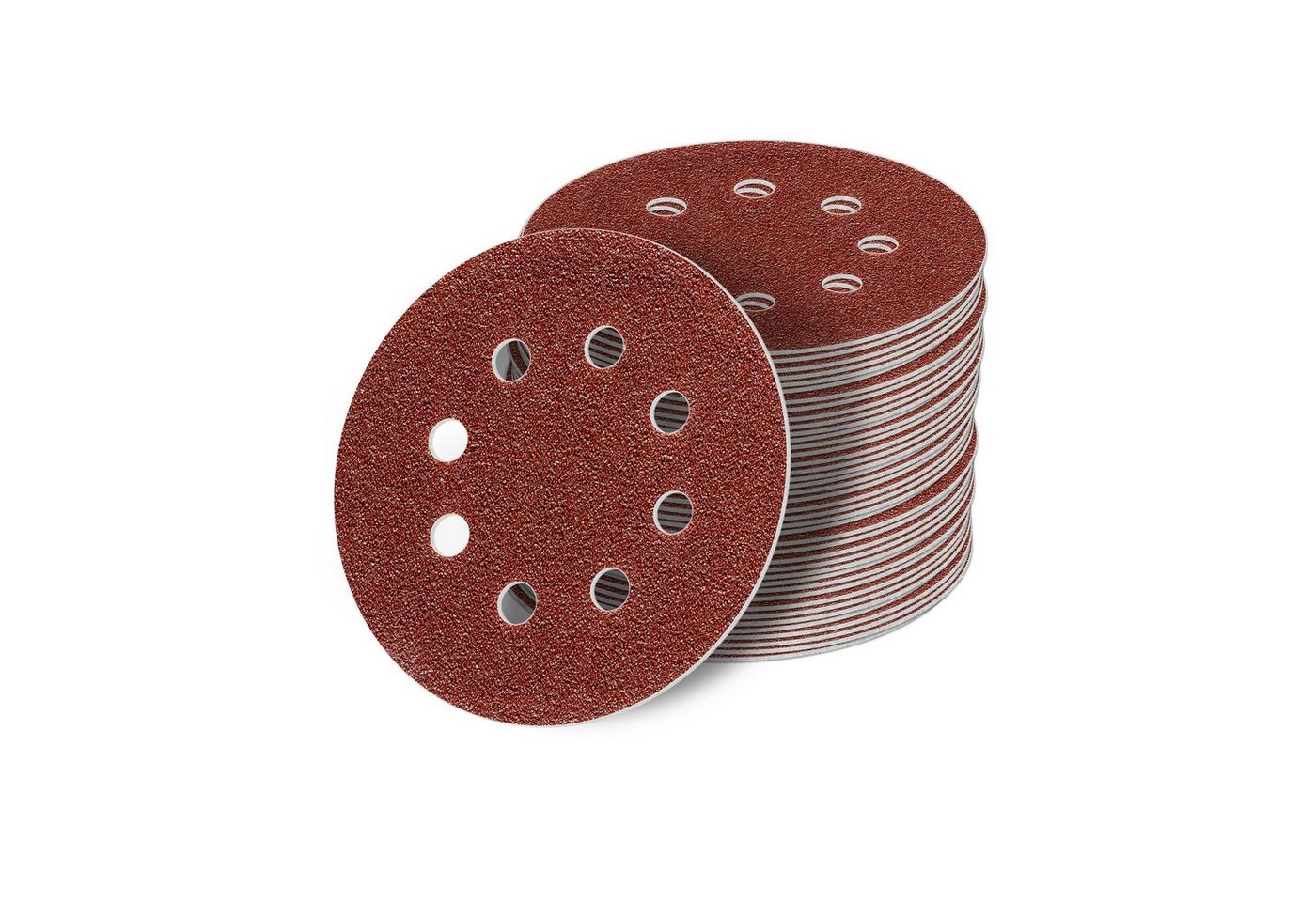 StickandShine Schleifscheibe 50 Stück / 125 mm Schleifscheiben mit 8 Loch in Rot von Fein bis Grob zur Wahl Klett Scheiben Schleifpapier 50er SET von StickandShine