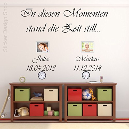 In diesen Momenten Stand die Zeit still Wandtattoo Wandaufkleber Wandsticker Wohnzimmer Aufkleber Sticker (80 cm, Schwarz) von Sticker Design Shop