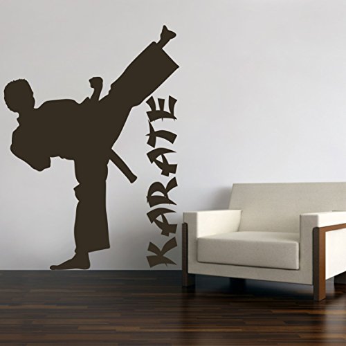 Karate Judo Kungfu Wandtattoo Wandaufkleber Wandsticker Wohnzimmer Kinderzimmer Aufkleber Sticker (60 x 43 cm, Schwarz) von Sticker Design Shop