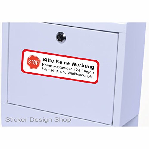 Sticker Design Shop Bitte Keine Werbung Magnetschild Schild für Briefkasten Magnet Wunschtext ca. 15x5 cm von Fcalvy