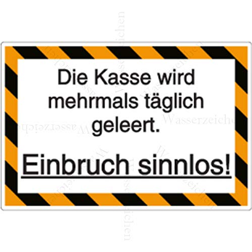 10cm! 2Stück!Aufkleber-Folie Wetterfest Made IN Germany Einbruch zwecklos kein Bargeld Kasse täglich geleert Bewacht S998 UV&Waschanlagenfest-Auto-Vinyl-Sticker Decal Profi Qualität von Lupsty