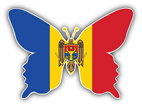 10cm! Klebe-Folie Wetterfest Made-IN-Germany Moldova Flag Flagge Fahne Wappen Butterfly Schmetterling G2076 UV&Waschanlagenfest Auto-Aufkleber Sticker Decal von Sticker-Designs