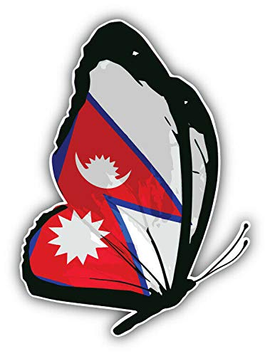 10cm! Klebe-Folie Wetterfest Made-IN-Germany Nepal Butterfly Schmetterling Flag Flagge Fahne Wappen G2331 UV&Waschanlagenfest Auto-Aufkleber Sticker Decal von Sticker-Designs