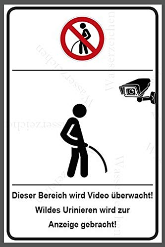 15cm! Aufkleber-Folie Wetterfest Made IN Germany Video CCTV Überwacht Bewacht Video CCTV wild pinkel urinieren verboten S890 UV&Waschanlagenfest-Auto-Sticker Decal ProfiQualität von Sticker-Designs