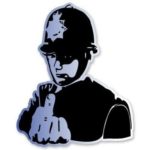 15cm! Klebe-Folie Wetterfest Made-IN-Germany Banksy Polizist Mittelfinger L386 UV&Waschanlagenfest Auto-Aufkleber Sticker Decal von Sticker-Designs