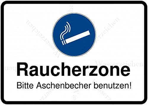Sticker-Designs 30cm Aufkleber-Folie Wetterfest Made IN Germany Rauchen erlaubt Raucherzone Bitte draußen Aschenbecher benutzen S746 UV&Waschanlagenfest-Auto-Sticker Decal Profi Qualität von Sticker-Designs