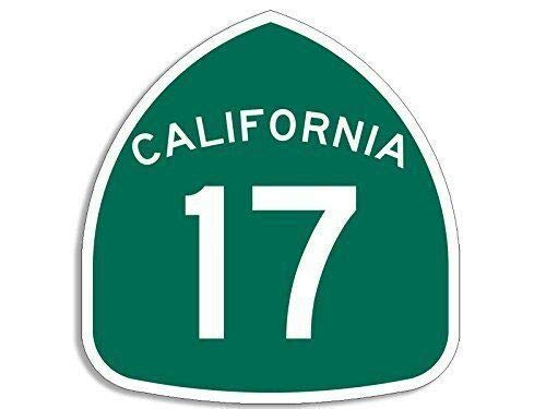 Sticker-Designs 10cm! Klebe-Folie Wetterfest Made-IN-Germany California State Route 17 Sign UV&Waschanlagenfest Auto-Aufkleber Profi-Qualität! F2607 von Sticker-Designs