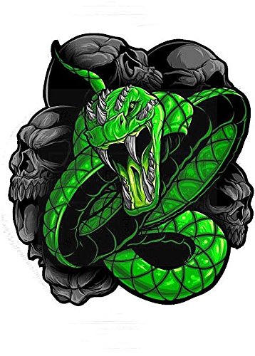 Sticker-Designs 30cm! Aufkleber-Folie Wetterfest Made IN Germany Grüne Schlange Snake Skull Reptile B260 Jahre haltbar UV&Waschanlagenfest Auto-Vinyl-Sticker Decal ProfiQualität von UNGROL