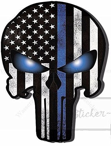 Sticker-Designs 30cm! Aufkleber-Folie Wetterfest Made IN Germany Punisher Blue LINE Police USA Skull Totenkopf Fahne B91 Jahre haltbar UV&Waschanlagenfest Auto-Vinyl-Sticker Decal ProfiQualität von Sticker-Designs