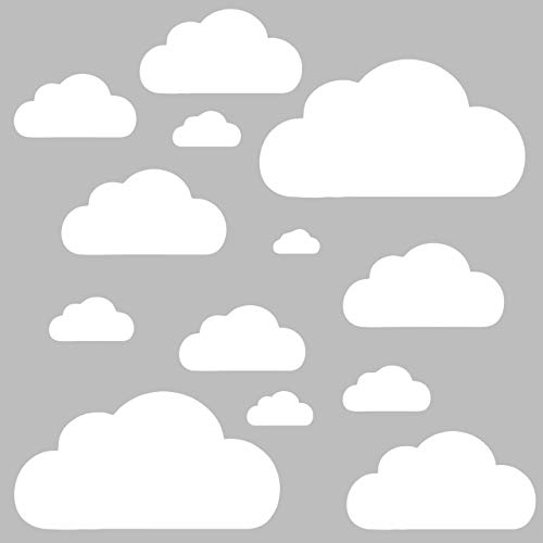 13 Wolken Set - Wolke Wandtattoo Wandaufkleber Sticker Aufkleber Wölkchen Himmel (Weiss Matt) von Sticker Genie