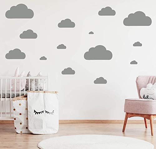 14 Wolken Set - Wolke Wandtattoo Wandaufkleber Sticker Aufkleber Wölkchen Himmel (Grau) von Sticker Genie