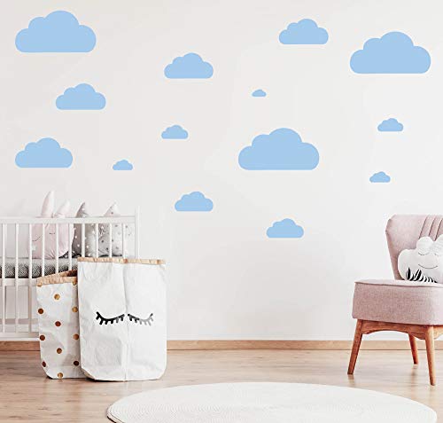 14 Wolken Set - Wolke Wandtattoo Wandaufkleber Sticker Aufkleber Wölkchen Himmel (Babyblau) von Sticker Genie