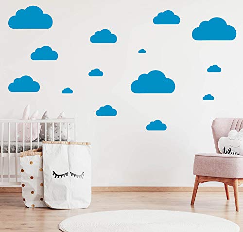 14 Wolken Set - Wolke Wandtattoo Wandaufkleber Sticker Aufkleber Wölkchen Himmel (Lichtblau) von Sticker Genie