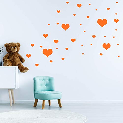 40 Herzchen Set - Herz Wandtattoo Wandaufkleber Sticker Aufkleber Liebe Heart Herzen (Orange) von Sticker Genie
