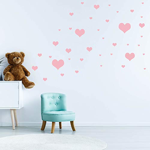 40 Herzchen Set - Herz Wandtattoo Wandaufkleber Sticker Aufkleber Liebe Heart Herzen (Rosa) von Sticker Genie