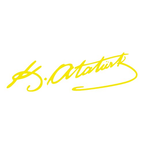ATATÜRK IMZA Aufkleber Auto Sticker Autosticker Autoaufkleber Araba Yapiskan Mustafa Kemal Ata (Gelb) von Sticker Genie