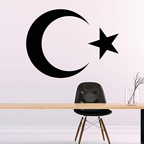AY YILDIZ - Halbmond Türkiye Wandtattoo Wandaufkleber Sticker Aufkleber (100 (B) x 74 (H) cm, Schwarz) von Sticker Genie