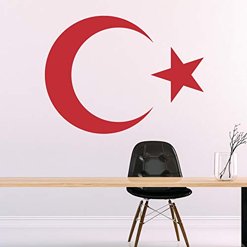 AY YILDIZ - Halbmond Türkiye Wandtattoo Wandaufkleber Sticker Aufkleber (28 (B) x 20 (H) cm, Rot) von Sticker Genie