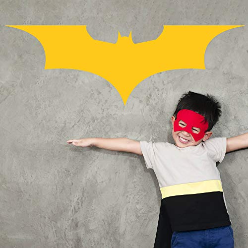 Batman Auto Sticker Aufkleber Dark Knight Gotham Arkham Logo Autoaufkleber (50cm B x 16,5cm H M, Gelb) von Sticker Genie