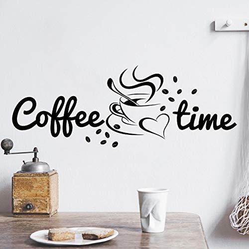 Coffee TIME Wandtattoo Sticker Aufkleber Kaffeezeit Kaffee Zeit (40cm (B) x 14cm (H), Schwarz) von Sticker Genie