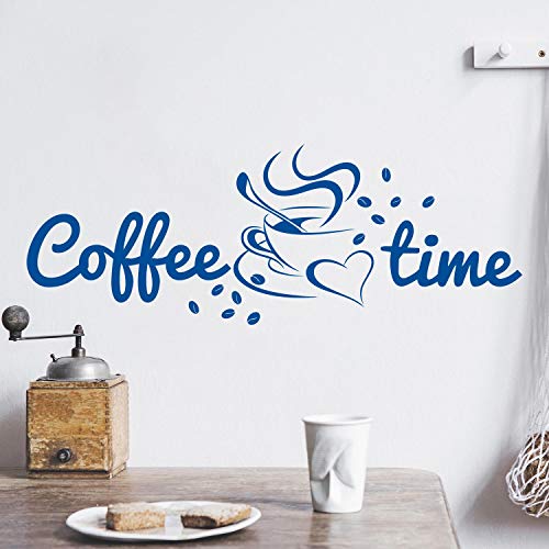 Coffee TIME Wandtattoo Sticker Aufkleber Kaffeezeit Kaffee Zeit (40cm (B) x 14cm (H), Blau) von Sticker Genie