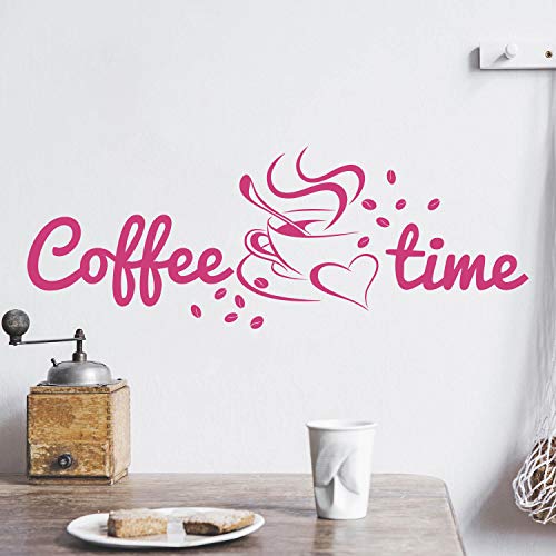 Coffee TIME Wandtattoo Sticker Aufkleber Kaffeezeit Kaffee Zeit (50cm (B) x 18cm (H), Pink) von Sticker Genie