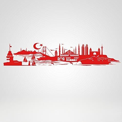 Istanbul Wandtattoo Aufkleber Auto Sticker Autosticker Autoaufkleber Türkei Türkiye (150cm (B) x 29cm (H) S, Rot) von Sticker Genie