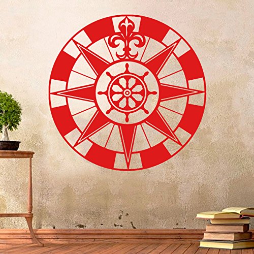 KOMPASS X Windrose Aufkleber Wandtattoo Wandaufkleber Sticker (Rot, 20 x 20 cm) von Sticker Genie