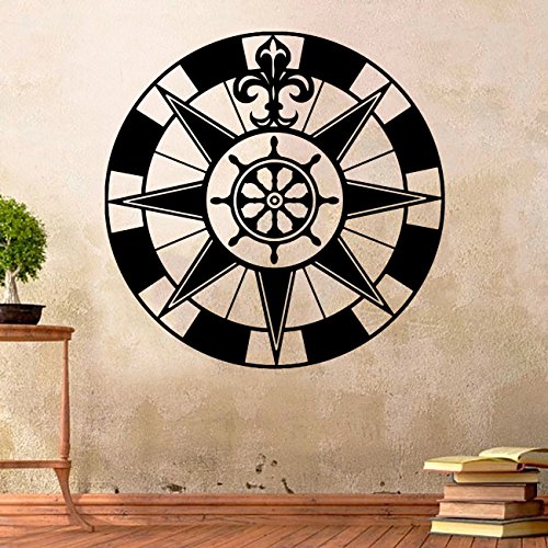 KOMPASS X Windrose Aufkleber Wandtattoo Wandaufkleber Sticker (Schwarz, 20 x 20 cm) von Sticker Genie